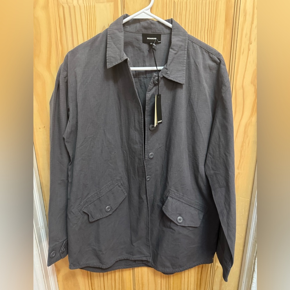 Monrow Vintage Cotton Canvas Shirt Jacket Size Medium UNISEX